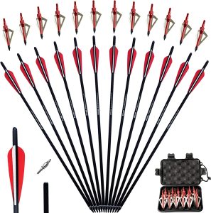 Carbon Crossbow Bolts and Crossbow Broadheads Set